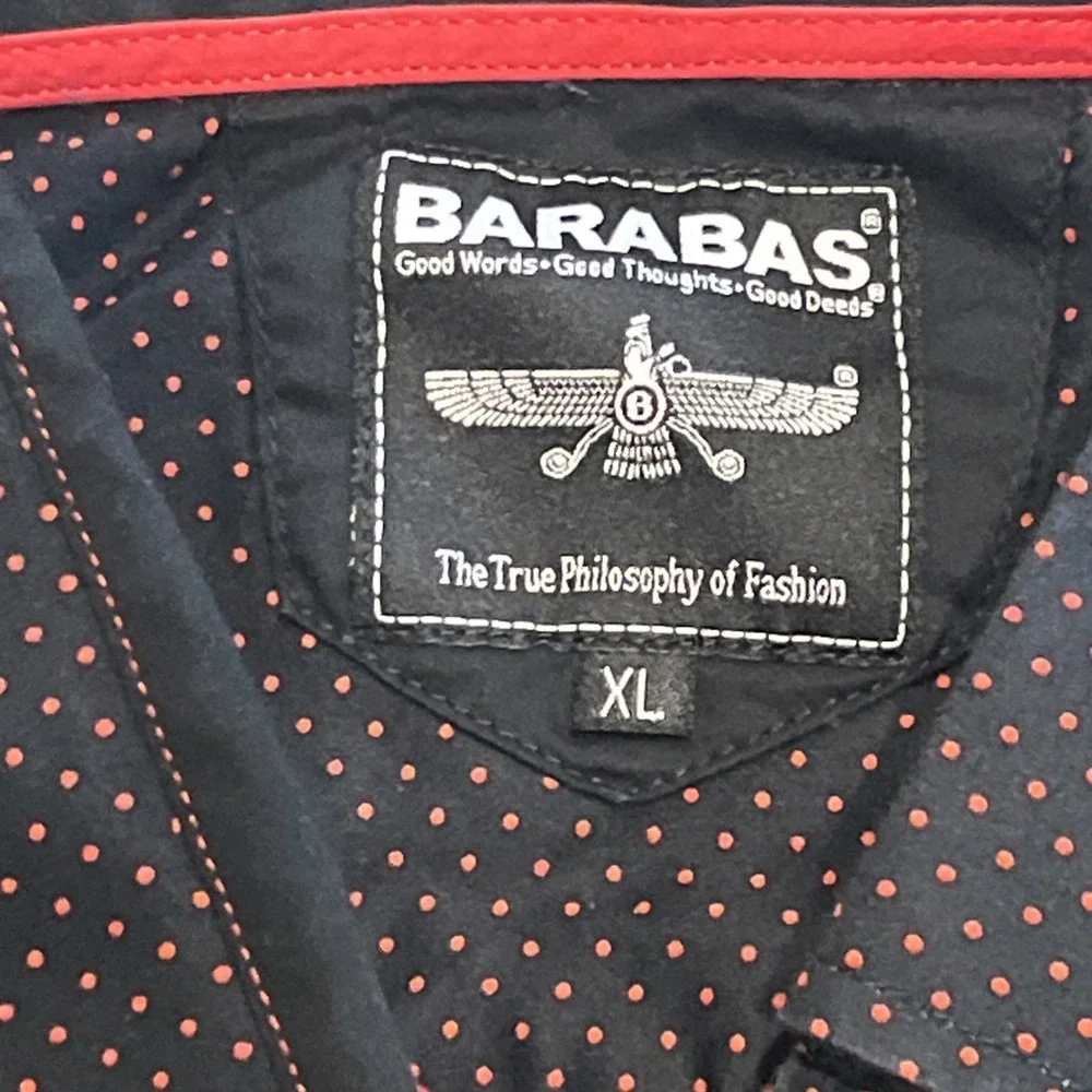 Barabas‎ Mens XL Black Red Polka Dot Print Long Sleeve Button Up Shirt